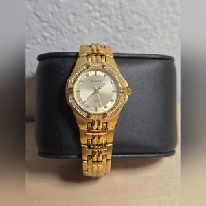 Pulsar PTC390 Women's Gold Tone Swarovski Crystal Stainless Steal Watch